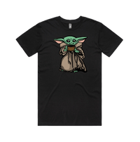 S / Black / Large Front Design Baby Yoda 👶 - Men's T Shirt