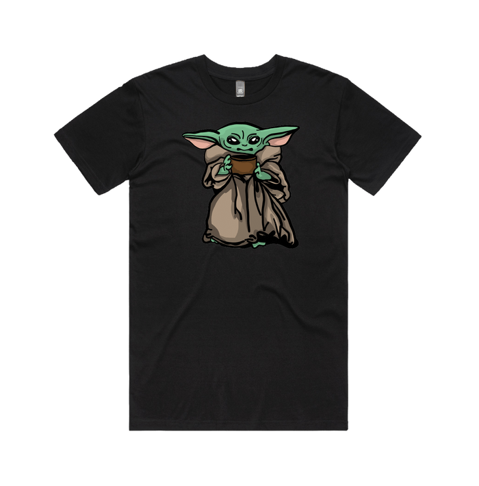 S / Black / Large Front Design Baby Yoda 👶 - Men's T Shirt