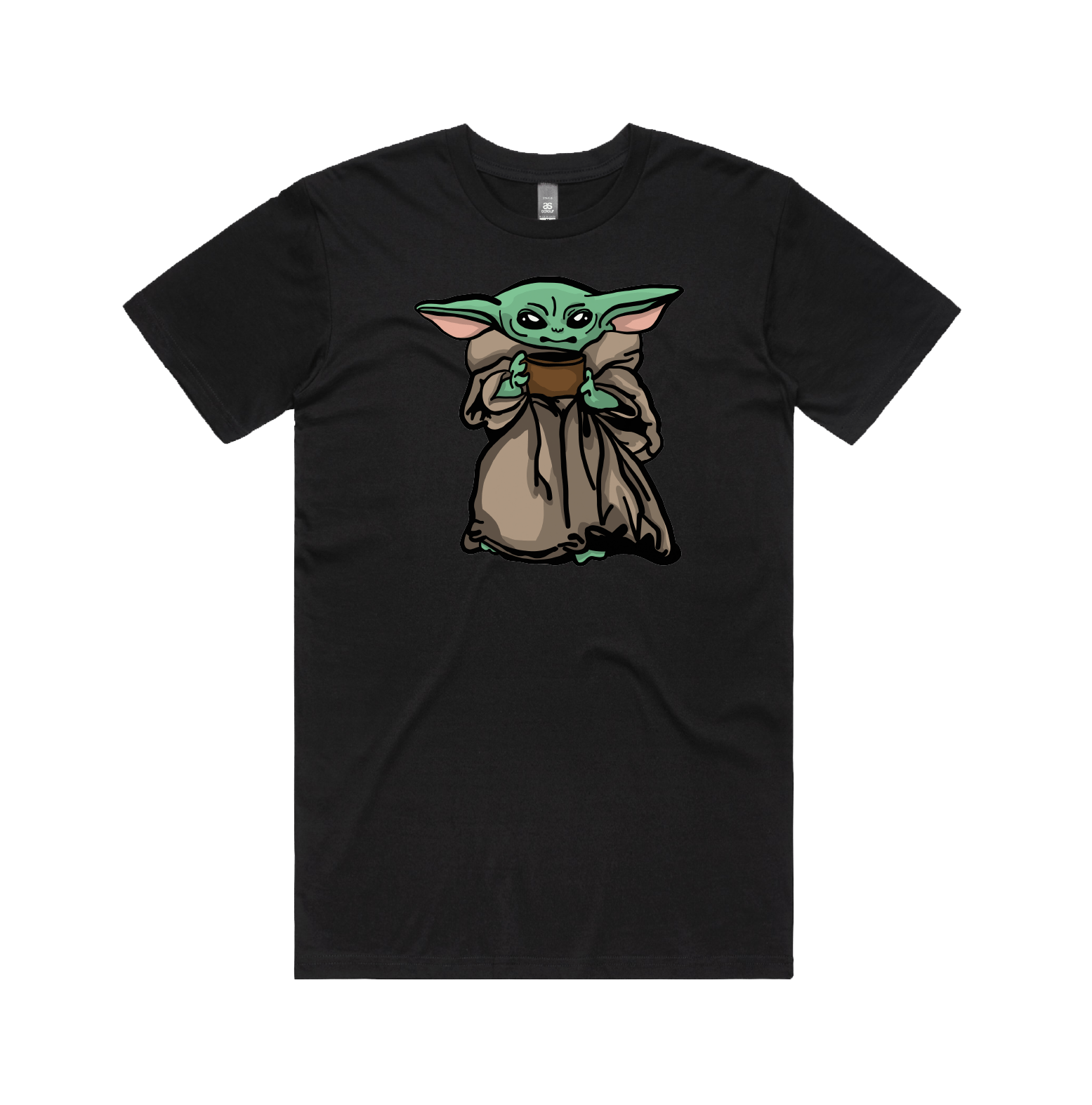 S / Black / Large Front Design Baby Yoda 👶 - Men's T Shirt