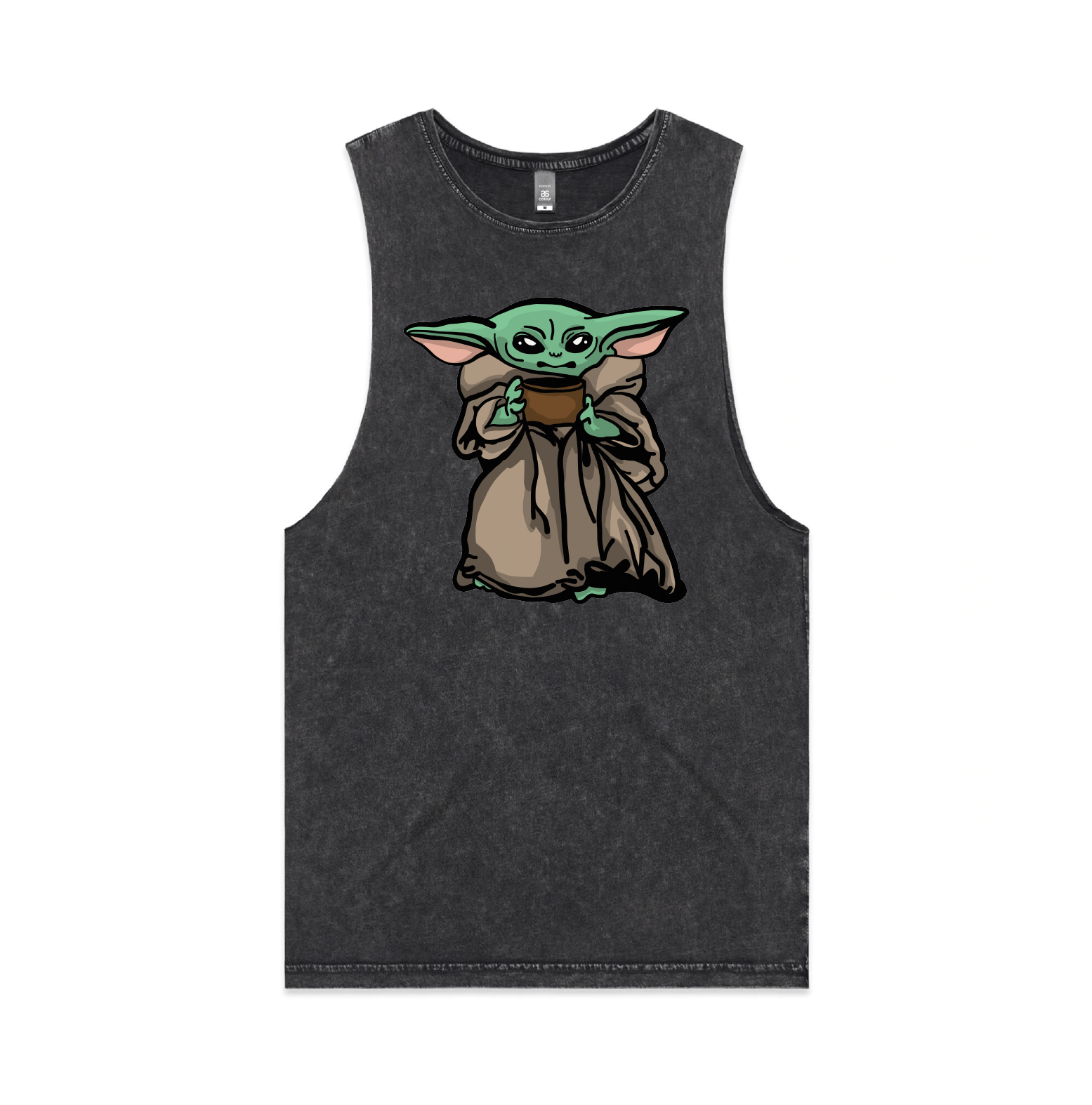 S / Black / Large Front Design Baby Yoda 👶 - Tank