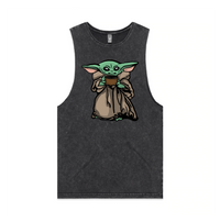 S / Black / Large Front Design Baby Yoda 👶 - Tank