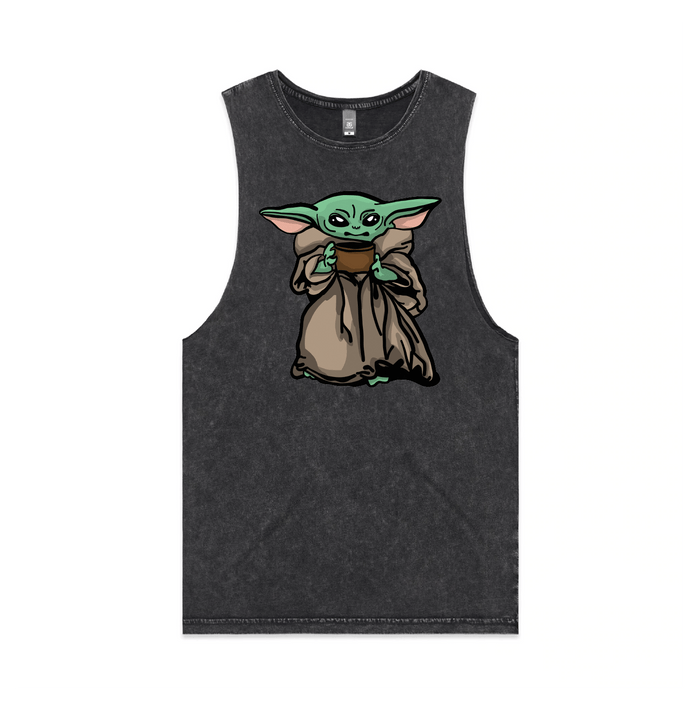S / Black / Large Front Design Baby Yoda 👶 - Tank