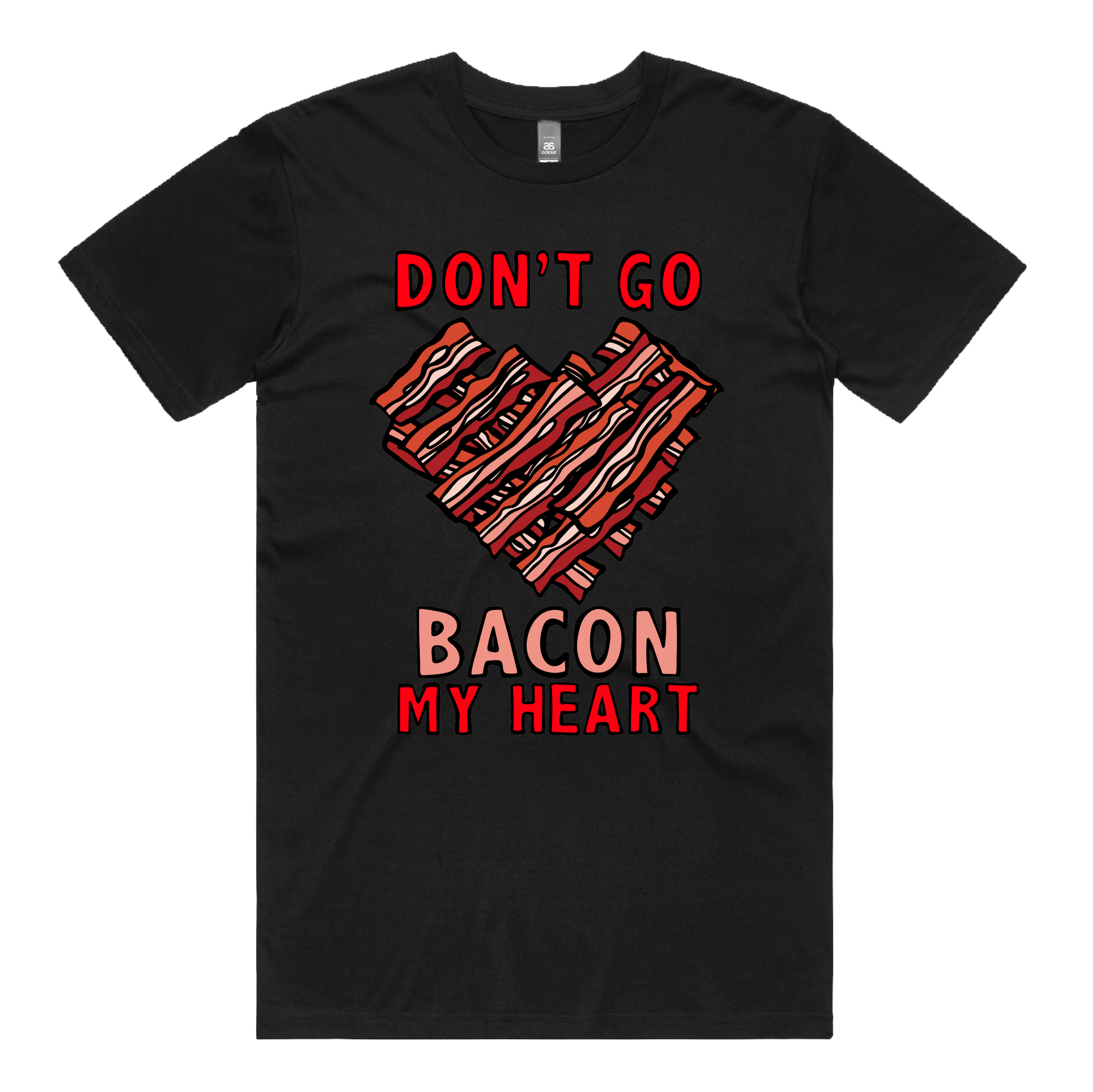 S / Black / Large Front Design Bacon My Heart 🥓❤️- Men's T Shirt