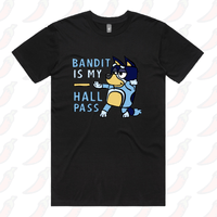 S / Black / Large Front Design Bandit Hall Pass 🦴 - Men's T Shirt
