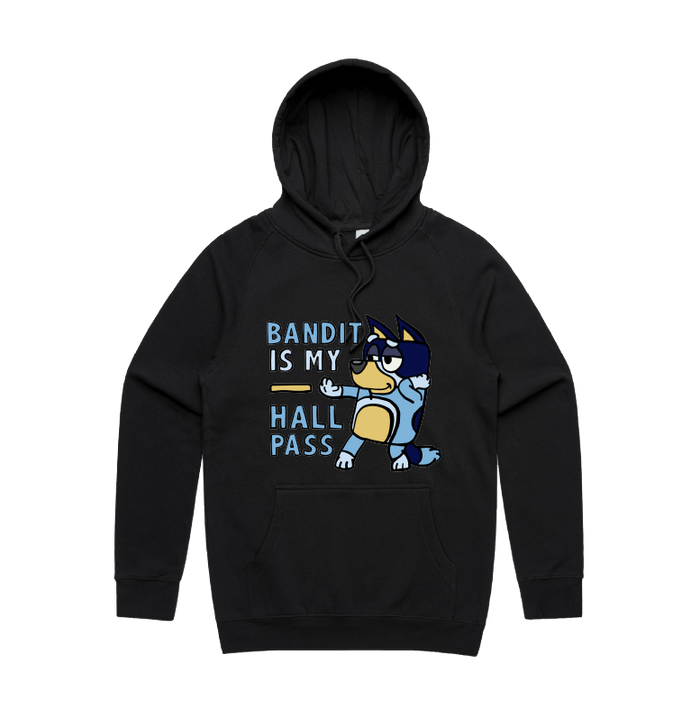 S / Black / Large Front Design Bandit Hall Pass 🦴 - Unisex Hoodie