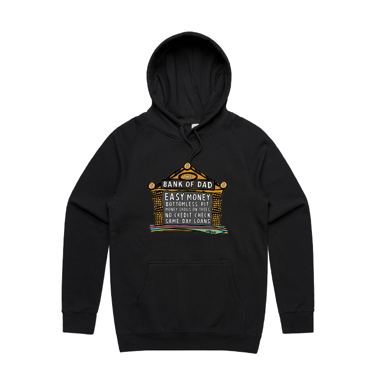 S / Black / Large Front Design Bank of Dad 💰 - Unisex Hoodie