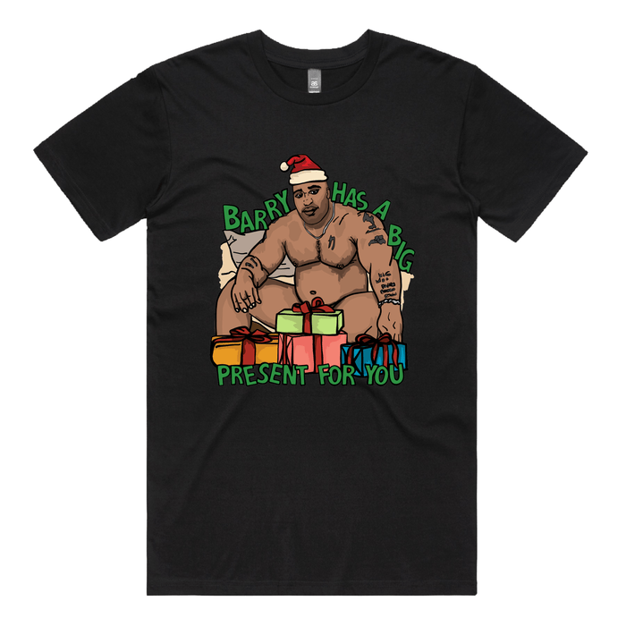 S / Black / Large Front Design Big Barry Christmas 🍆🎄 - Men's T Shirt