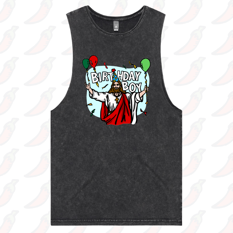 S / Black / Large Front Design Birthday Boy Christmas 🎉🎄- Tank