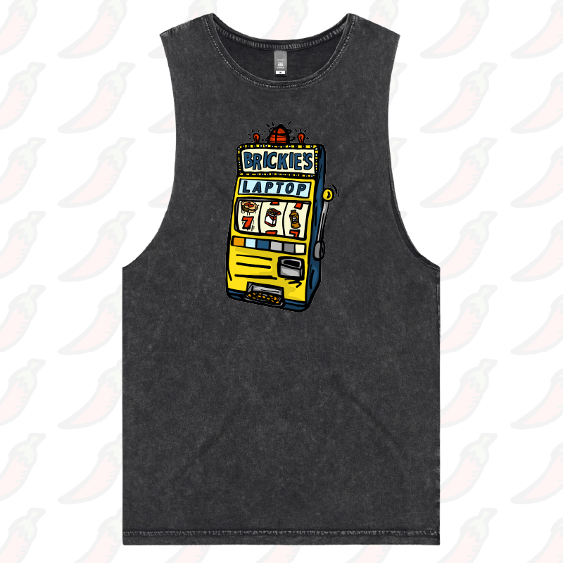 S / Black / Large Front Design Brickie’s Laptop 🎰 - Tank