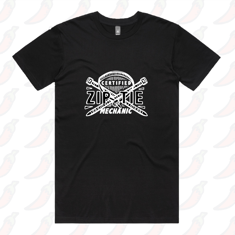 S / Black / Large Front Design Certified Ziptie Mechanic 🔧 – Men's T Shirt