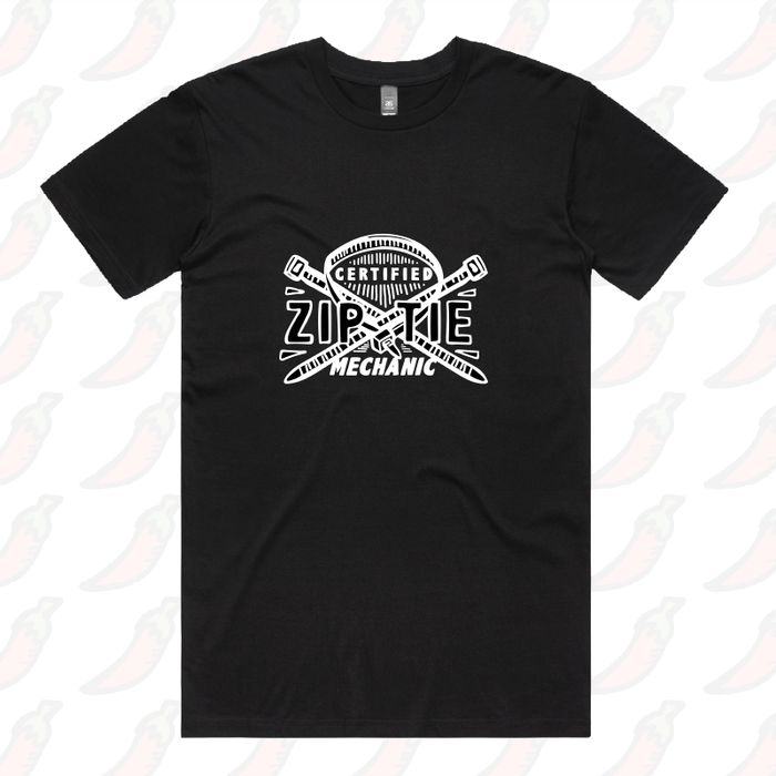 S / Black / Large Front Design Certified Ziptie Mechanic 🔧 – Men's T Shirt
