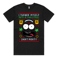 S / Black / Large Front Design Christmas Morty – Men's T Shirt