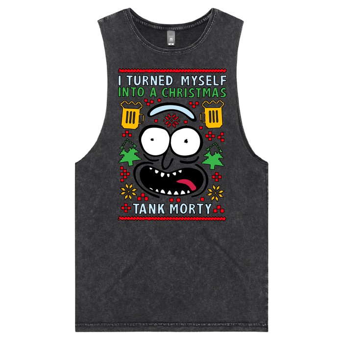 S / Black / Large Front Design Christmas Morty – Tank