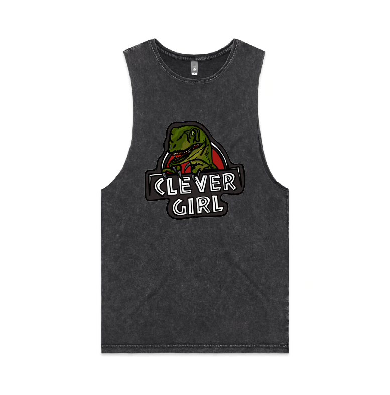 S / Black / Large Front Design Clever Girl 🦖 - Tank