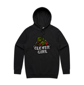 S / Black / Large Front Design Clever Girl 🦖 - Unisex Hoodie