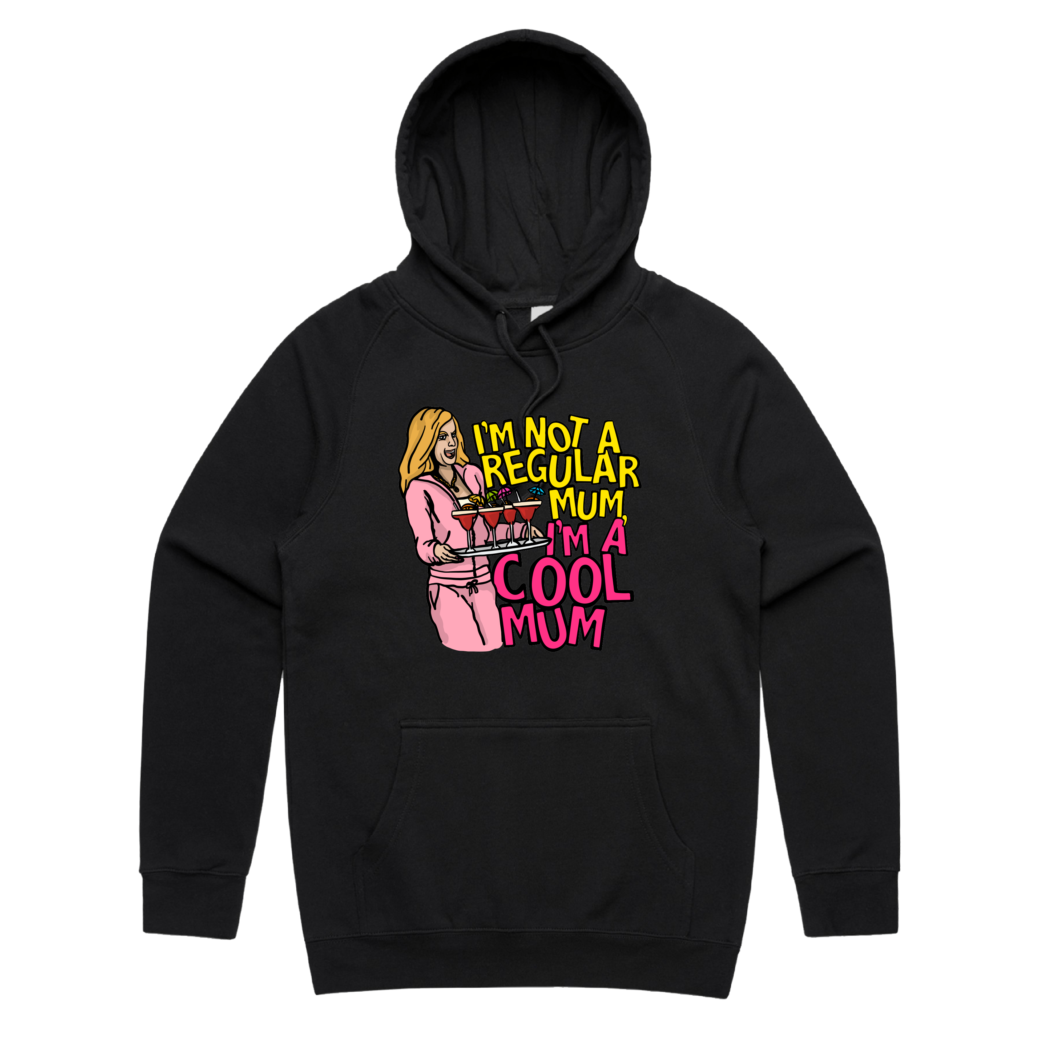 S / Black / Large Front Design Cool Mum 😎🍸 - Unisex Hoodie