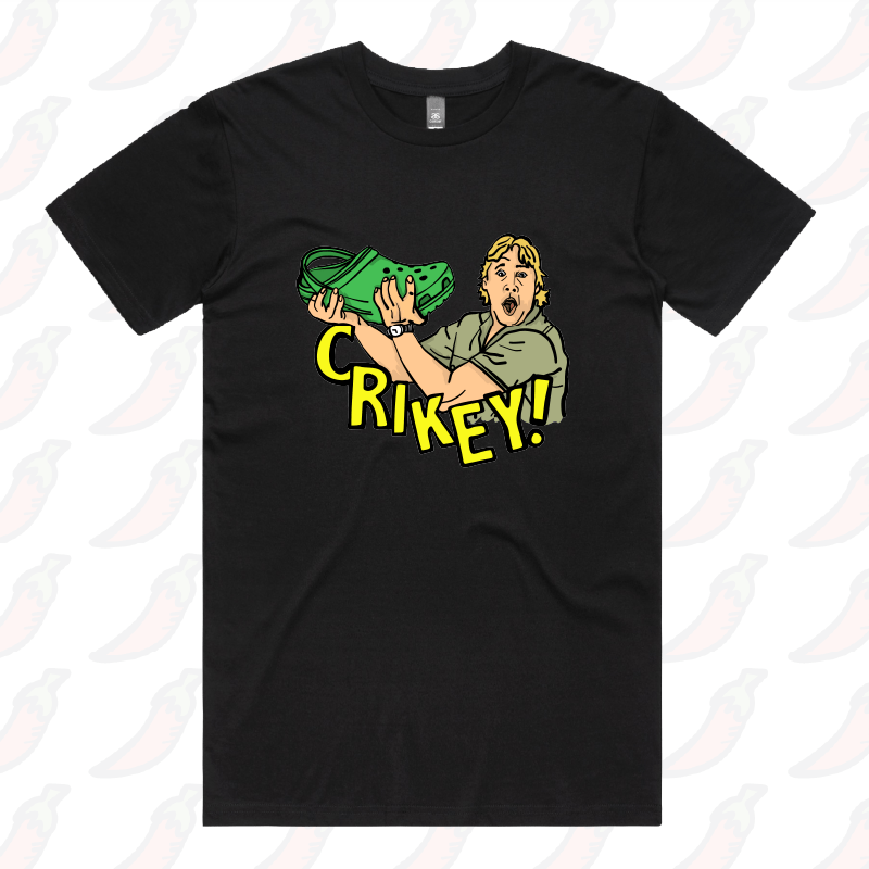 S / Black / Large Front Design Crikey! Croc Hunter 🐊 - Men's T Shirt