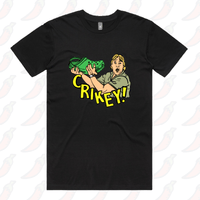 S / Black / Large Front Design Crikey! Croc Hunter 🐊 - Men's T Shirt