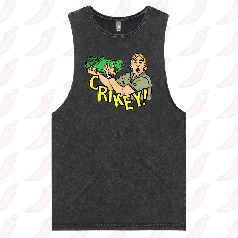 S / Black / Large Front Design Crikey! Croc Hunter 🐊 - Tank