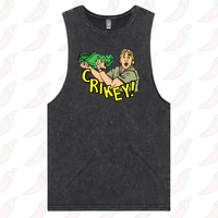 S / Black / Large Front Design Crikey! Croc Hunter 🐊 - Tank