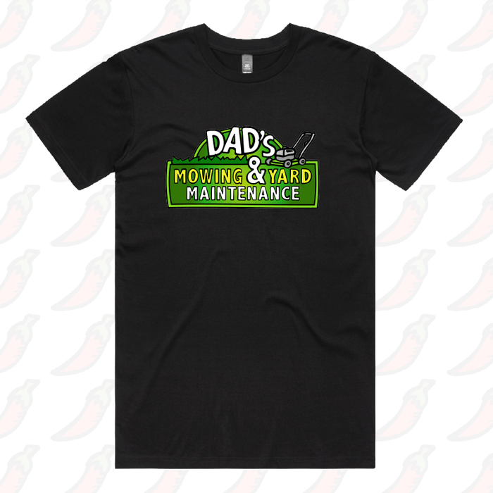 S / Black / Large Front Design Dad’s Mowing Company 👍 – Men's T Shirt