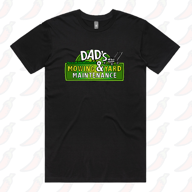 S / Black / Large Front Design Dad’s Mowing Company 👍 – Men's T Shirt