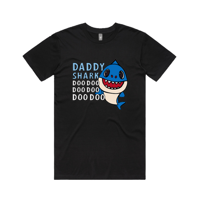 S / Black / Large Front Design Daddy Shark 🦈 - Men's T Shirt