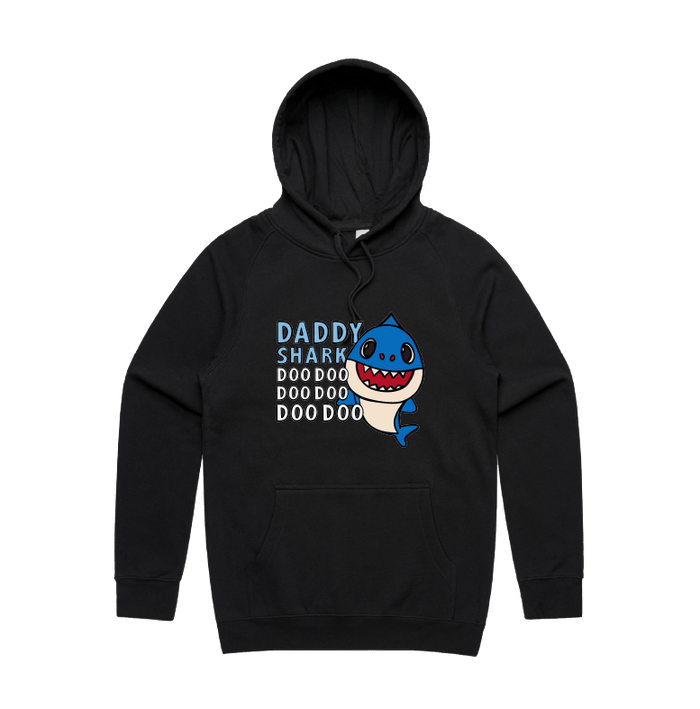 S / Black / Large Front Design Daddy Shark 🦈 - Unisex Hoodie