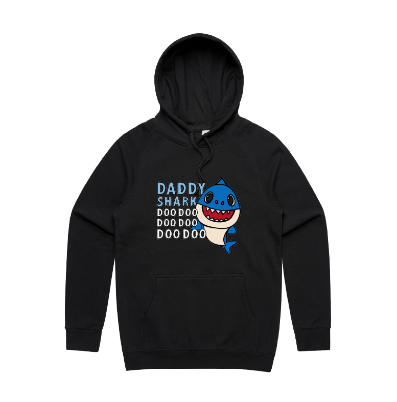 S / Black / Large Front Design Daddy Shark 🦈 - Unisex Hoodie