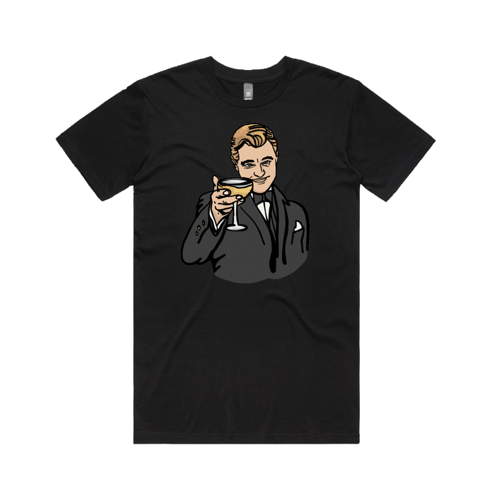 S / Black / Large Front Design DiCaprio Gatsby Cheers 🍸 - Men's T Shirt