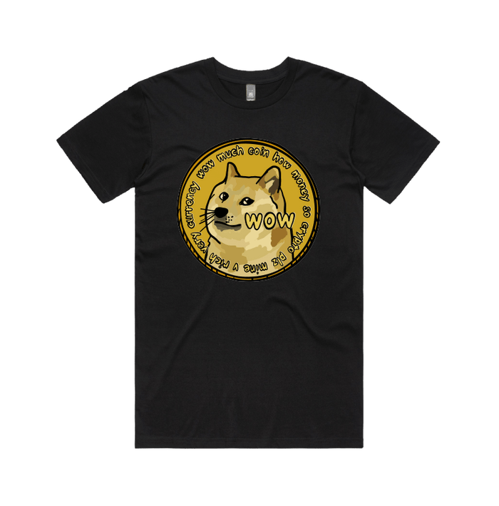 S / Black / Large Front Design Dogecoin 🚀 - Men's T Shirt