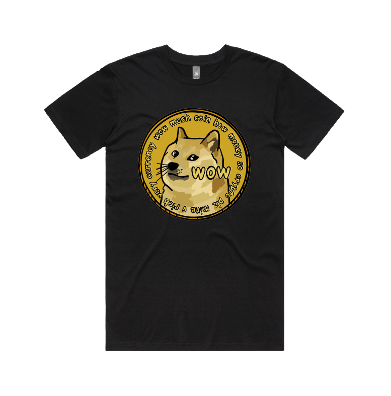 S / Black / Large Front Design Dogecoin 🚀 - Men's T Shirt