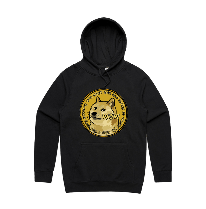 S / Black / Large Front Design Dogecoin 🚀 - Unisex Hoodie