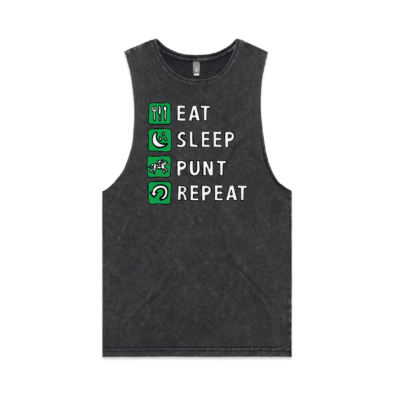S / Black / Large Front Design Eat Sleep Punt Repeat 🏇 - Tank