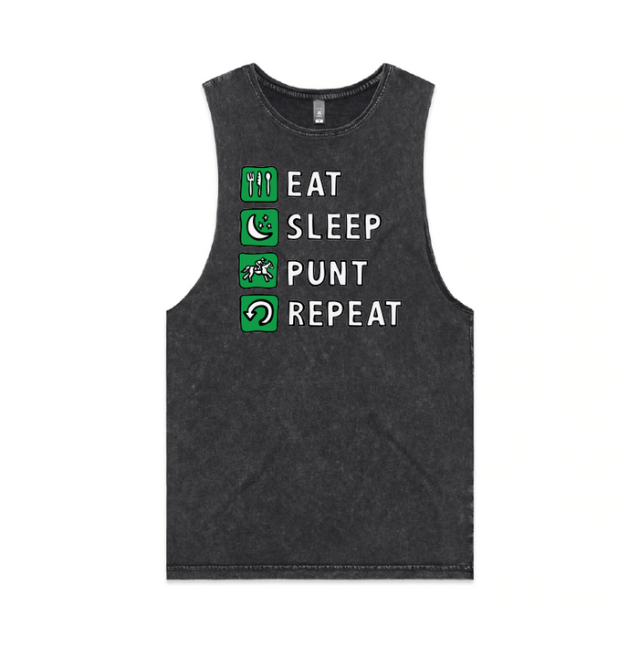 S / Black / Large Front Design Eat Sleep Punt Repeat 🏇 - Tank