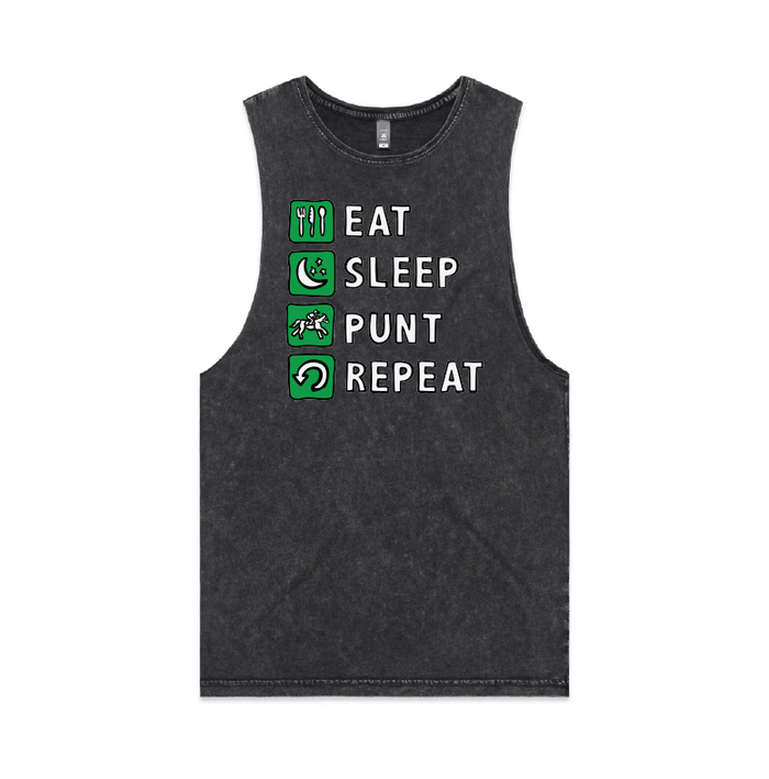 S / Black / Large Front Design Eat Sleep Punt Repeat 🏇 - Tank