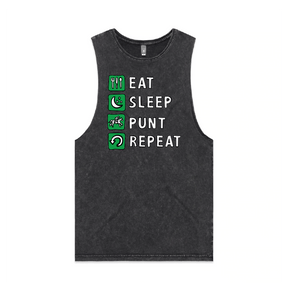S / Black / Large Front Design Eat Sleep Punt Repeat 🏇 - Tank