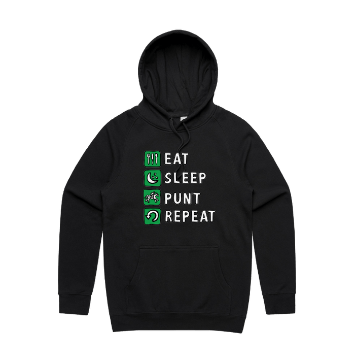 S / Black / Large Front Design Eat Sleep Punt Repeat 🏇 - Unisex Hoodie