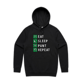 S / Black / Large Front Design Eat Sleep Punt Repeat 🏇 - Unisex Hoodie