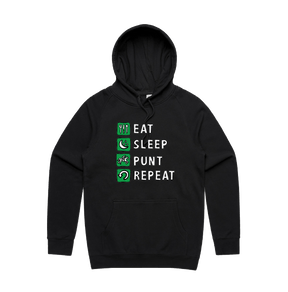 S / Black / Large Front Design Eat Sleep Punt Repeat 🏇 - Unisex Hoodie