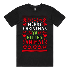 S / Black / Large Front Design Filthy Animal Christmas 🎅 – Men's T Shirt