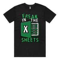 S / Black / Large Front Design Freak in the Sheets 📈🛌- Men's T Shirt