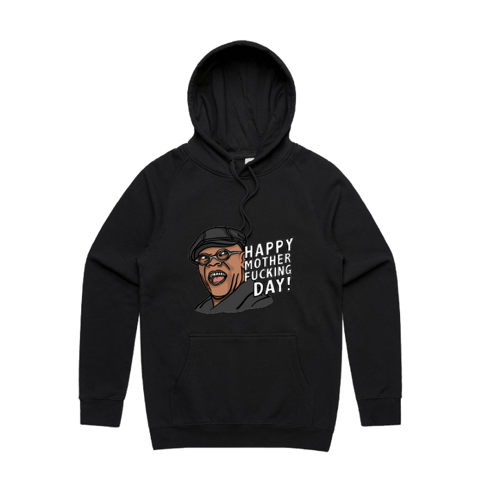 S / Black / Large Front Design Happy Mother-F**king Day 💐 - Unisex Hoodie