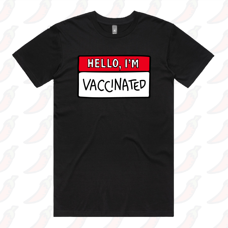 S / Black / Large Front Design Hello, I'm Vaccinated 👋 - Men's T Shirt
