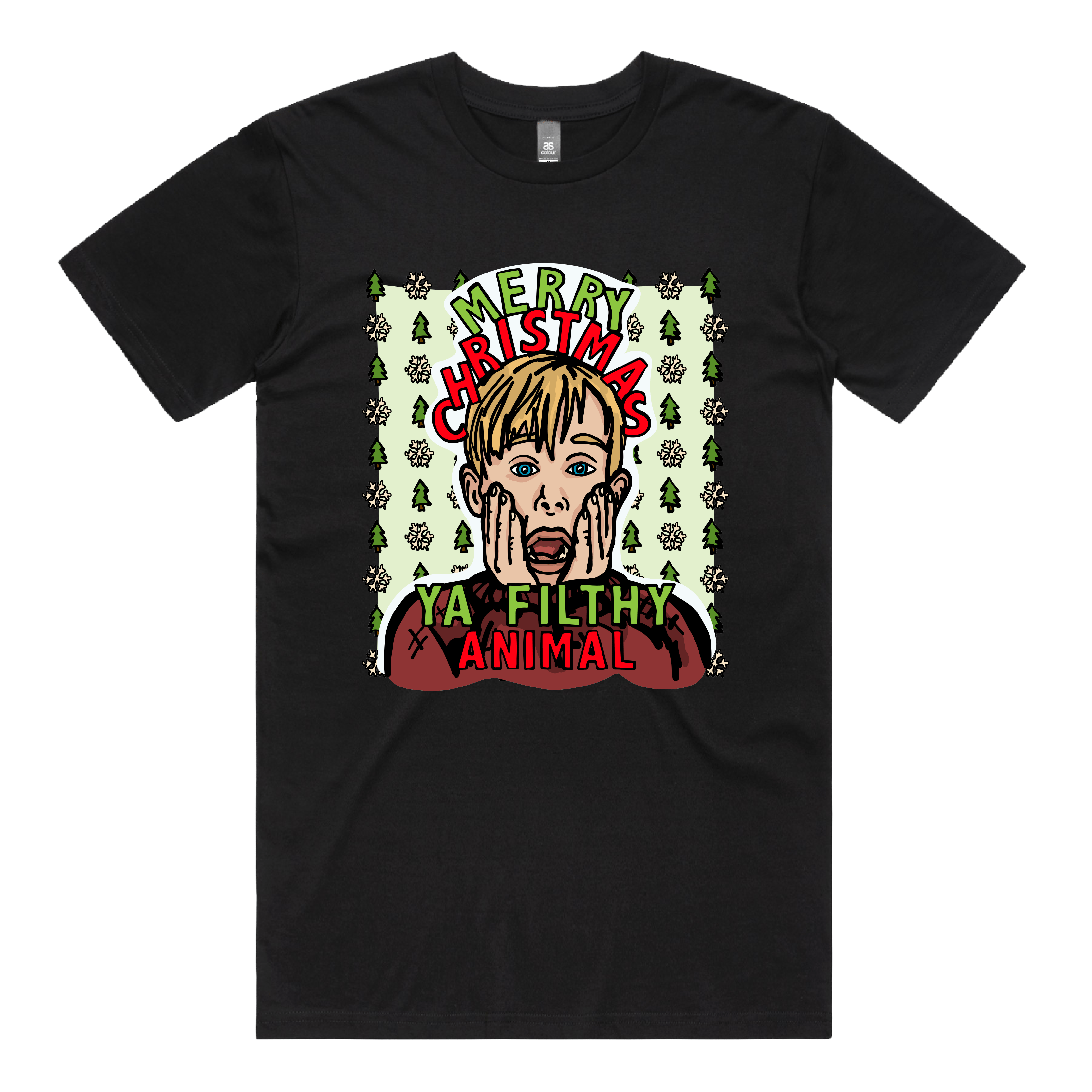 S / Black / Large Front Design Home Alone Christmas 🏠🎅  - Men's T Shirt