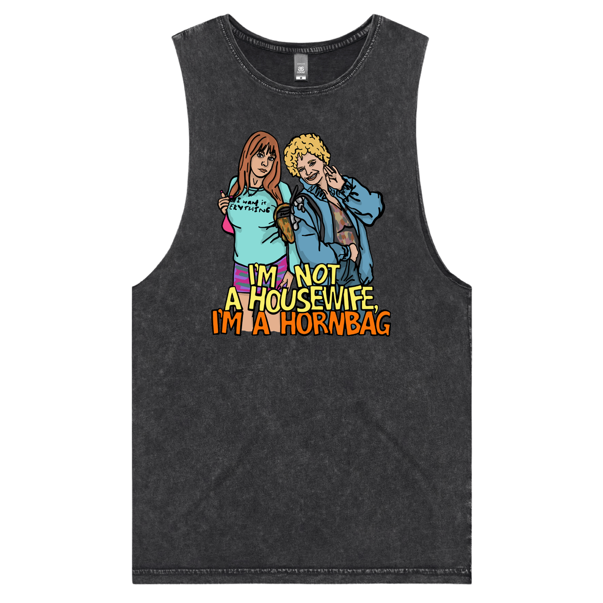S / Black / Large Front Design Hornbag 😈 - Tank