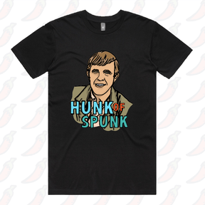 S / Black / Large Front Design Hunk Of Spunk 👱- Men's T Shirt