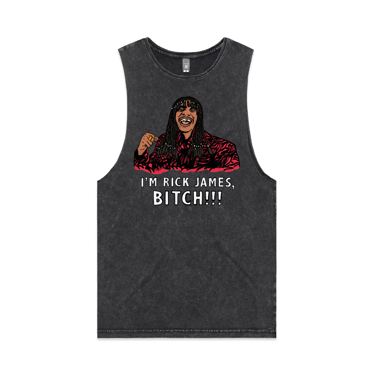 S / Black / Large Front Design I'm Rick James ✋🏾 - Tank