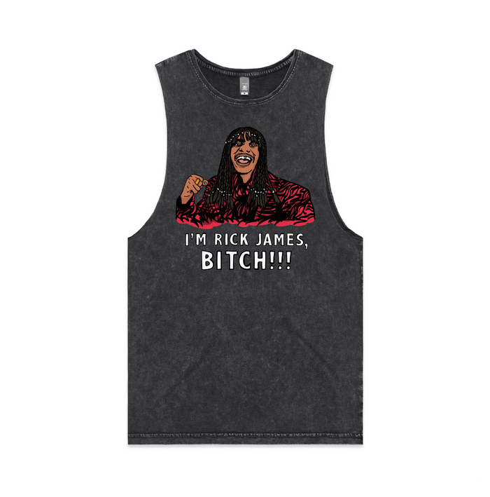 S / Black / Large Front Design I'm Rick James ✋🏾 - Tank