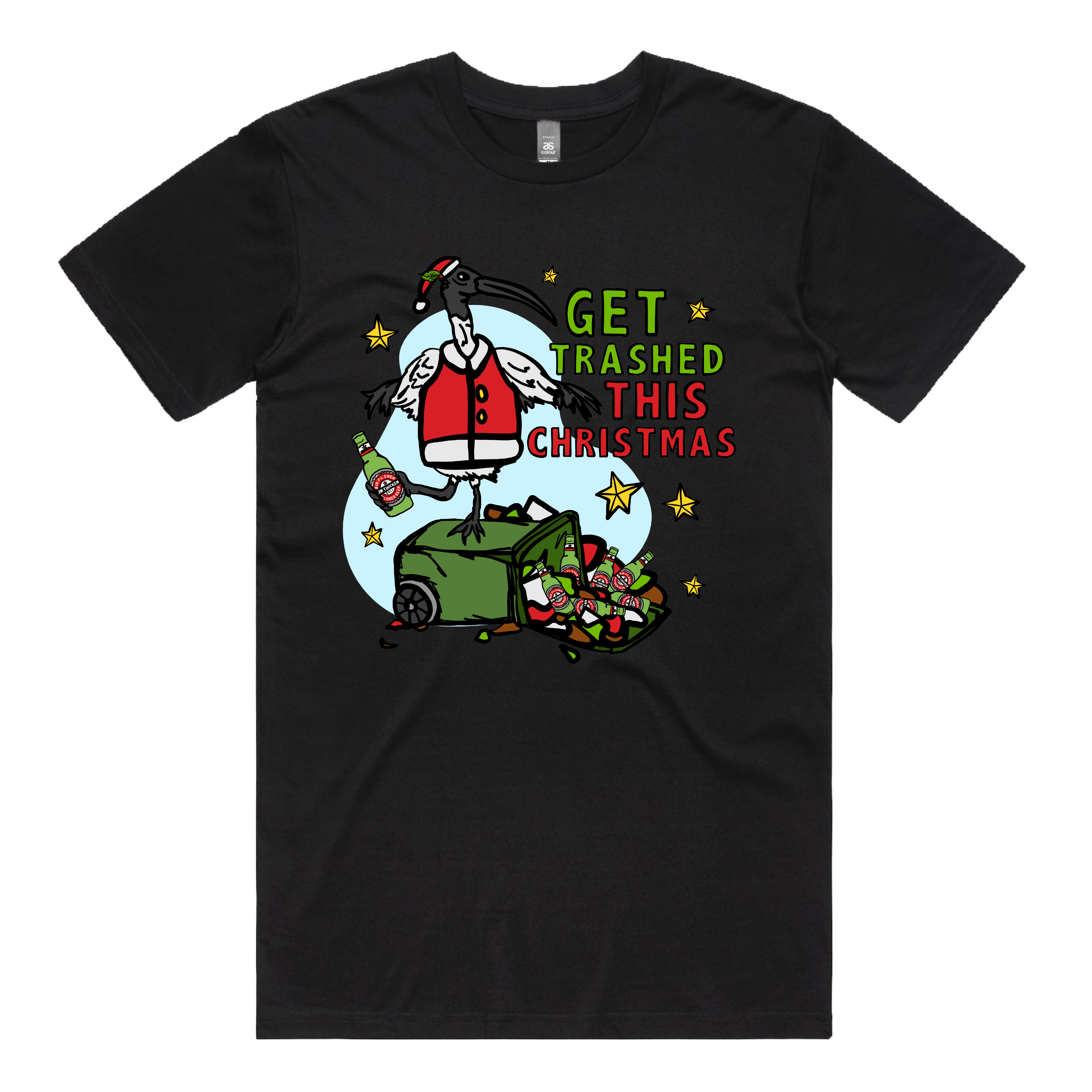 S / Black / Large Front Design Ibis Christmas 🗑️🎄- Men's T Shirt